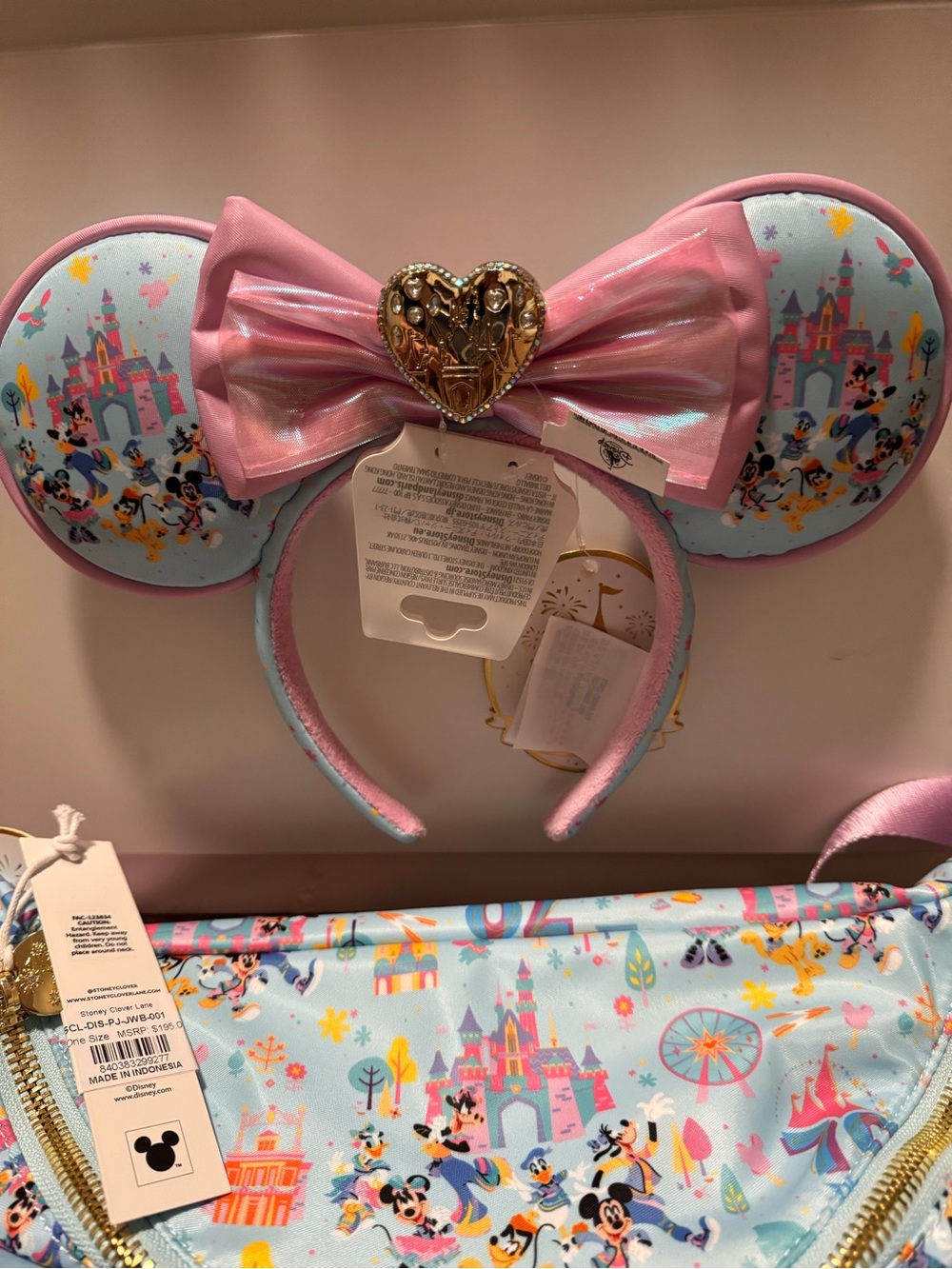 Stoney Clover Lane Light Blue & Pink Disney Park-Print Crossbody Fanny Pack Set - Picture 2 of 7